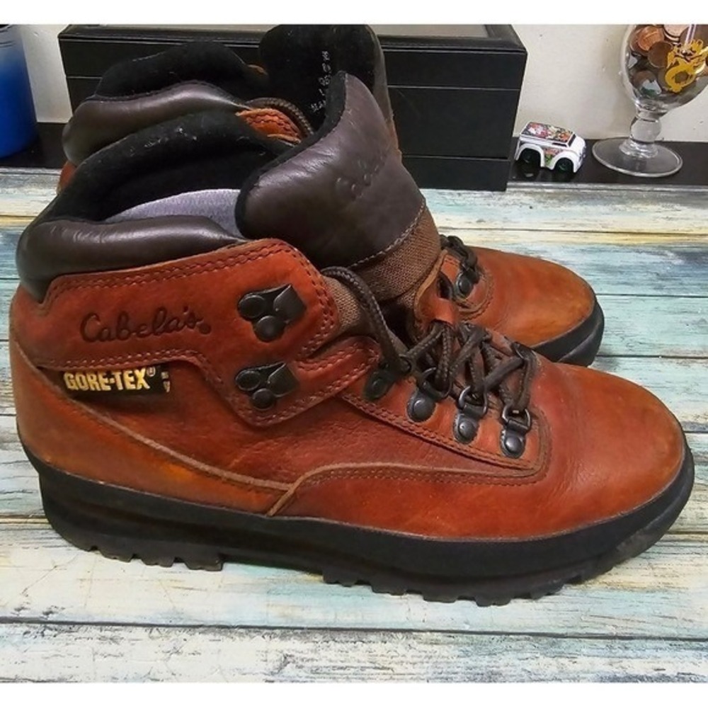 Cabelas Gore-Tex Hiking Boots Mens Leather Lace Up Waterproof Outdoor 9.5